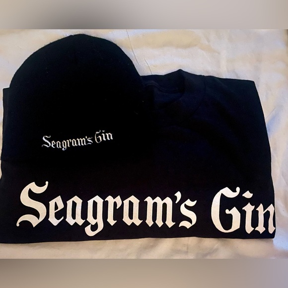 Seagram's Gin Limited Edition Logo Knit Black Beanie & 3x T-Shirt.. New - Picture 3 of 8